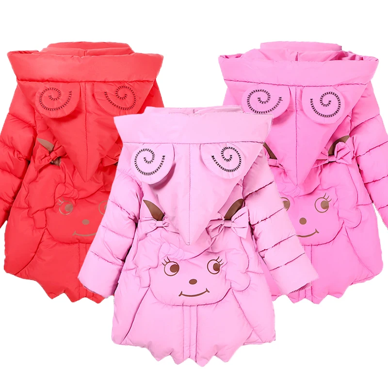

1 2 3 4 5 6 Years Thick Keep Warm Winter Girls Jacket Cartoon Little Sheep Long Style Hooded Outerwear For Girl Children Coats
