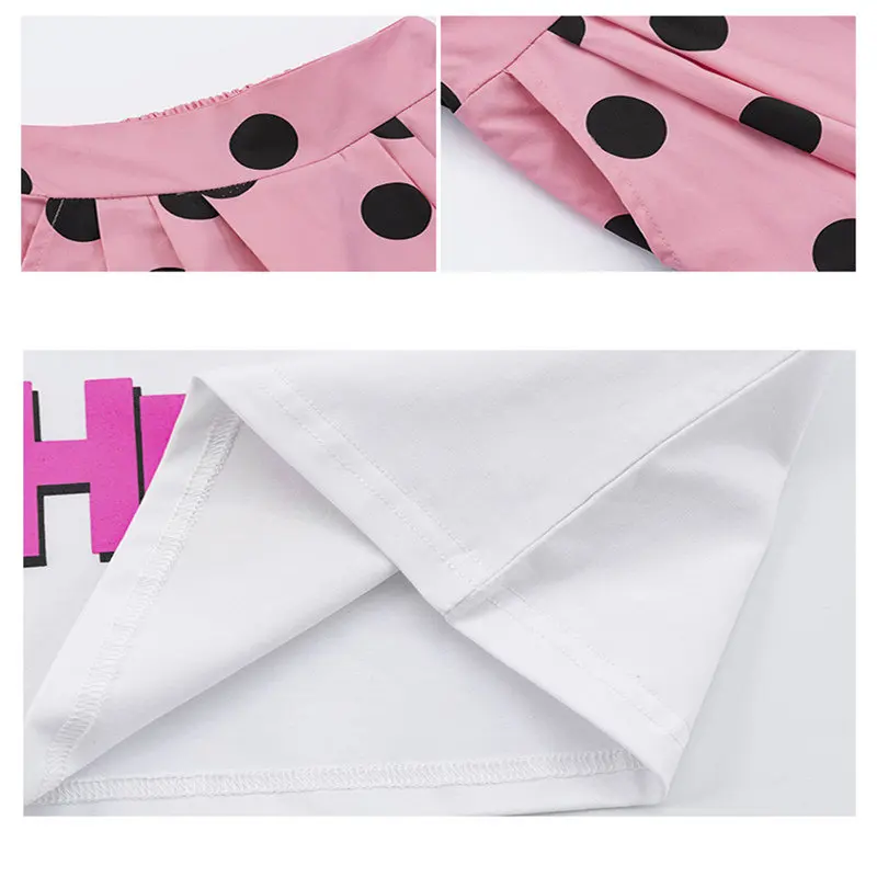 

Summer Kids Girls Letter Sleeveless Crop Tops And Polka Dot Pants Pink Outfit Teenage Cotton Cool Clothes Suit 4 5 8 9 11 13 14Y