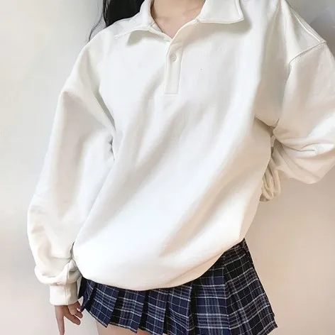 

Harajuku Aesthetic Anime Hoodie Women Kawaii Turn Down Collar Long Sleeve Oversized Streetwear Y2K Kpop Fall Winter Clothes Tops