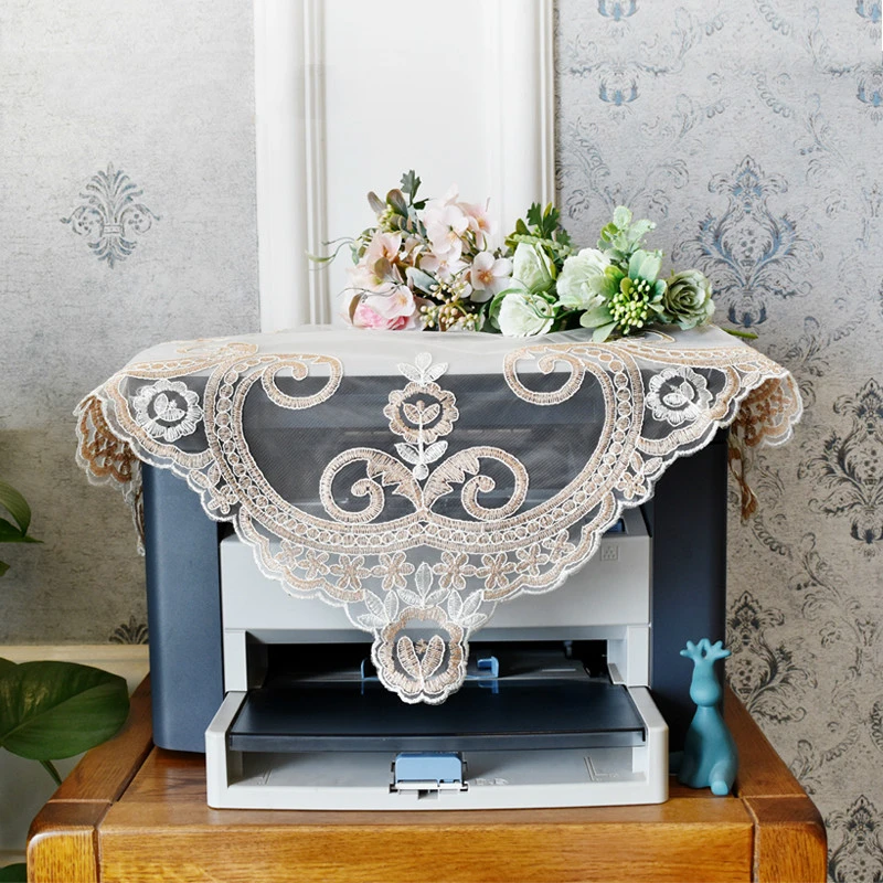 

European Lace Embroidery Square Small Tablecloth Furniture Electric Computer Microwave Oven Coffee Table Food Cover Cloth Tapete