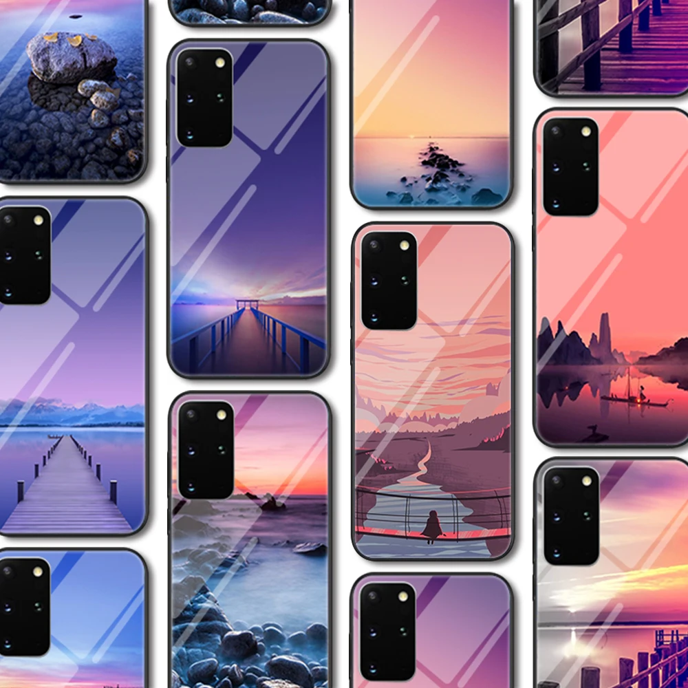 

Sunset Clouds Glass Case for Samsung Galaxy A51 S20 A50 A71 A70 S10 S9 S8 A31 A21 A11 M31 S10e A30 Note 20 10 9 Lite Plus Ultra