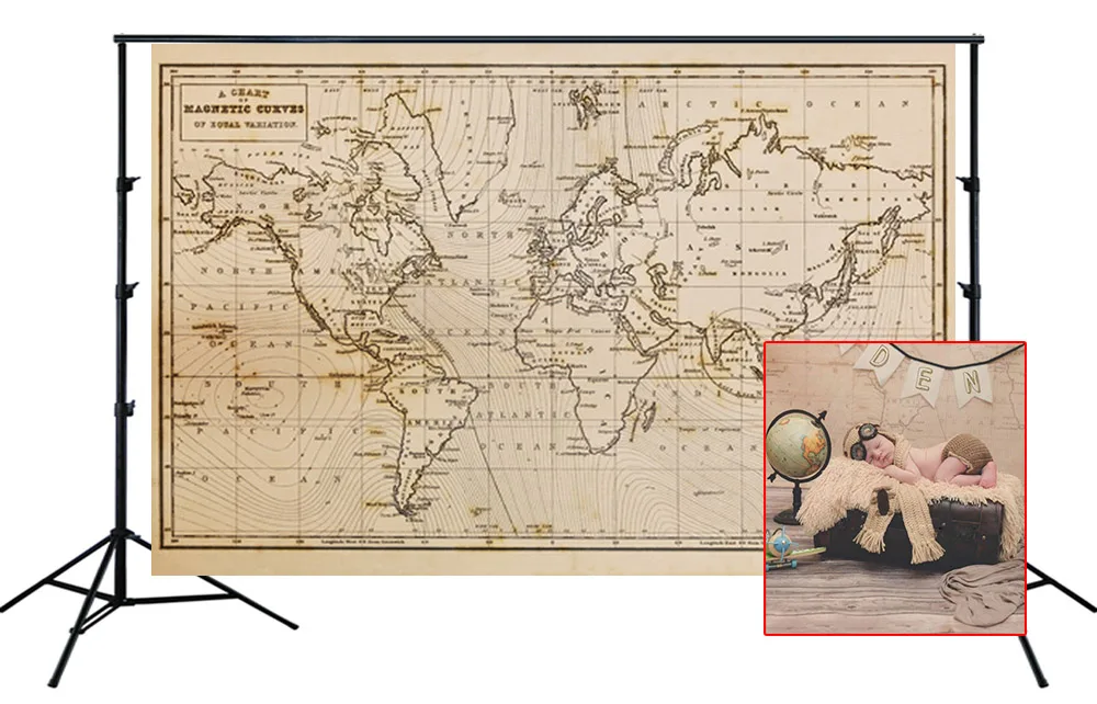 

HUAYI Photography Backdrop Newborns Child Baby Birthday Photobooth Background Old World Map Studio Photo Backdrops D-9457