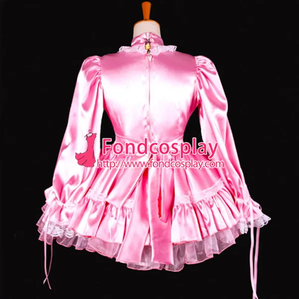 

Sissy maid Dress lockable pink Satin French maid Uniform dress cosplay costume Custom-made[G794]