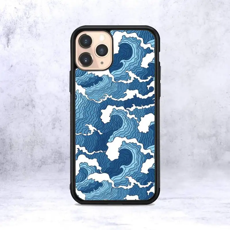 

Waves Phone Case for iPhone 12 mini 11 pro XS Max X XR 6 7 8 plus SE20 High quality TPU silicon and Hard plastic cover