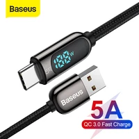 baseus 5a usb c cable for xiaomi red mi note 9 fast charger cable with digital voltage led display usb type c cable for samsung