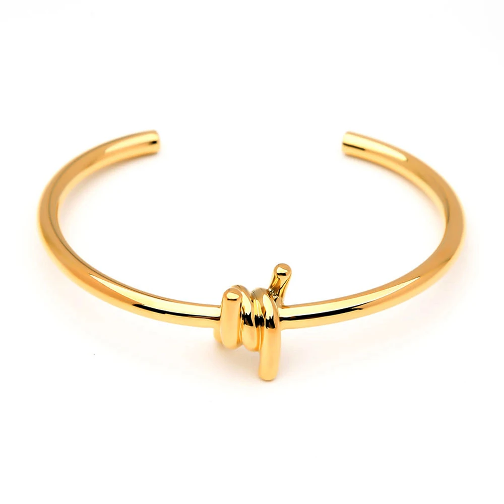 

Женский Браслет-манжета с узлом и линией, золотистого цвета