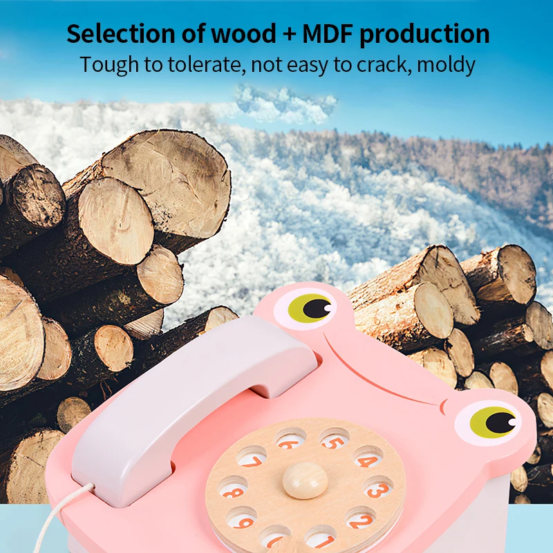 

Simulation Wooden Phone Toy Cartoon Cute Frog Telephone Electric Telephone High Quality Simulated Telephone Toy Education Gift