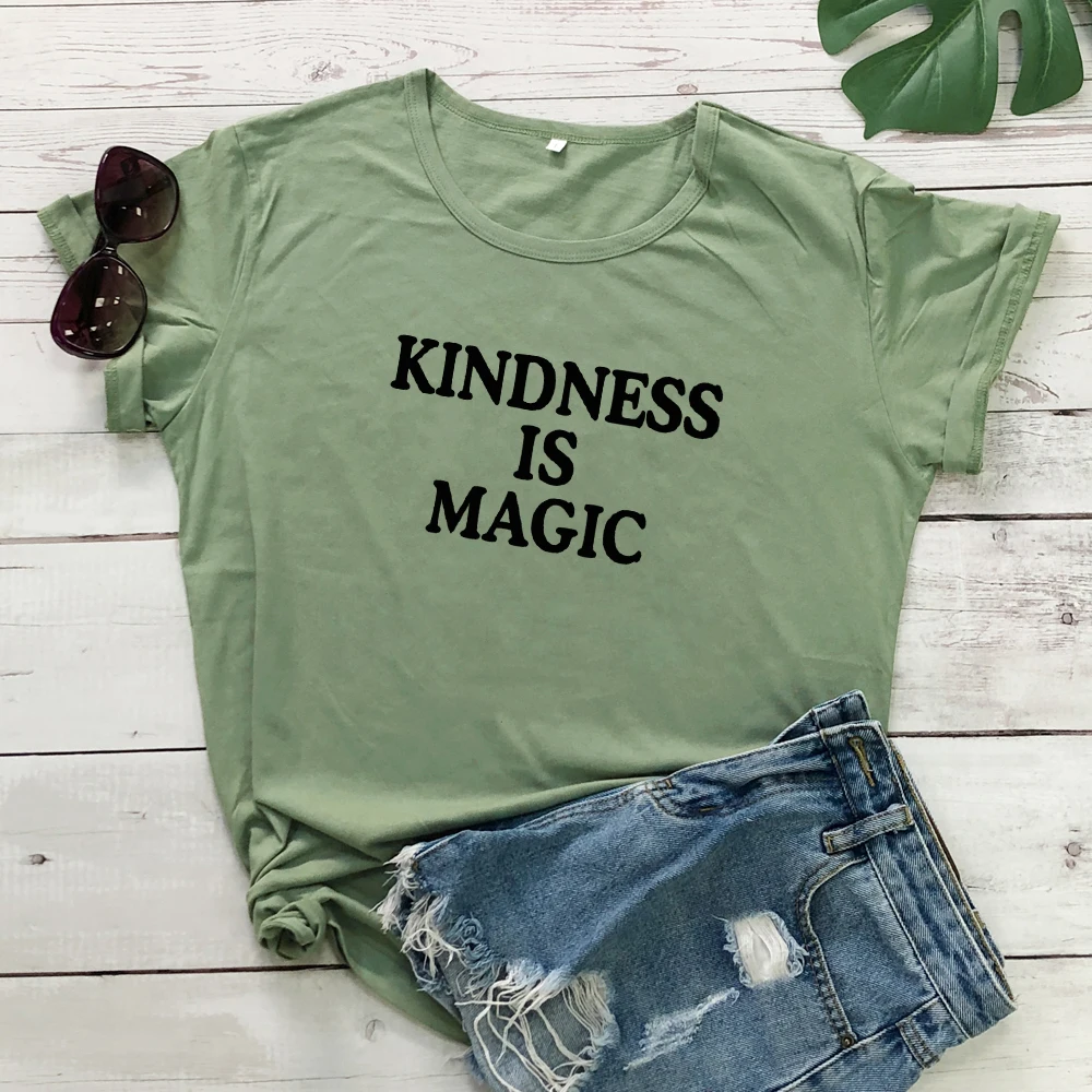 

Женская футболка унисекс с надписью «Kind ness Is Magic», 100% хлопок