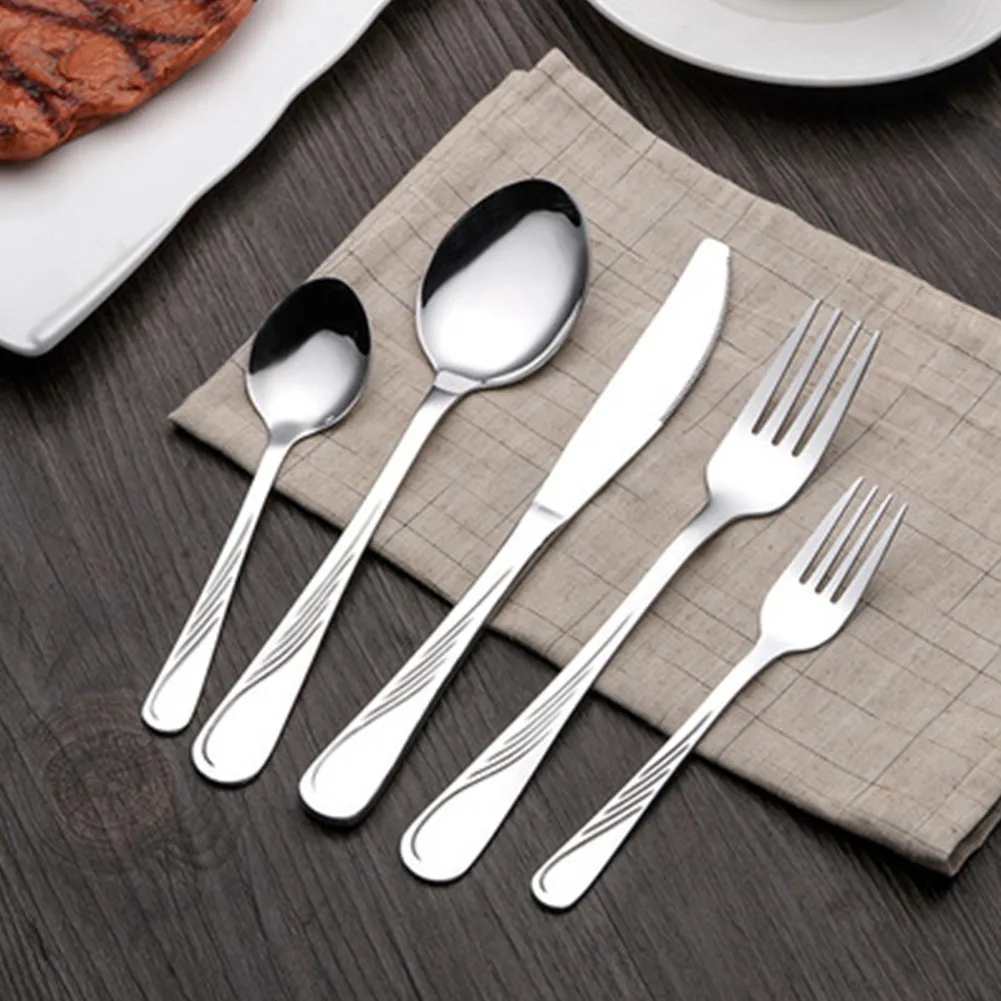 

5 Pieces Cutlery Set Stainless Steel Steak And Fork Thickened Dessert And Fork Western Tableware Set And Fork Five Piece Set