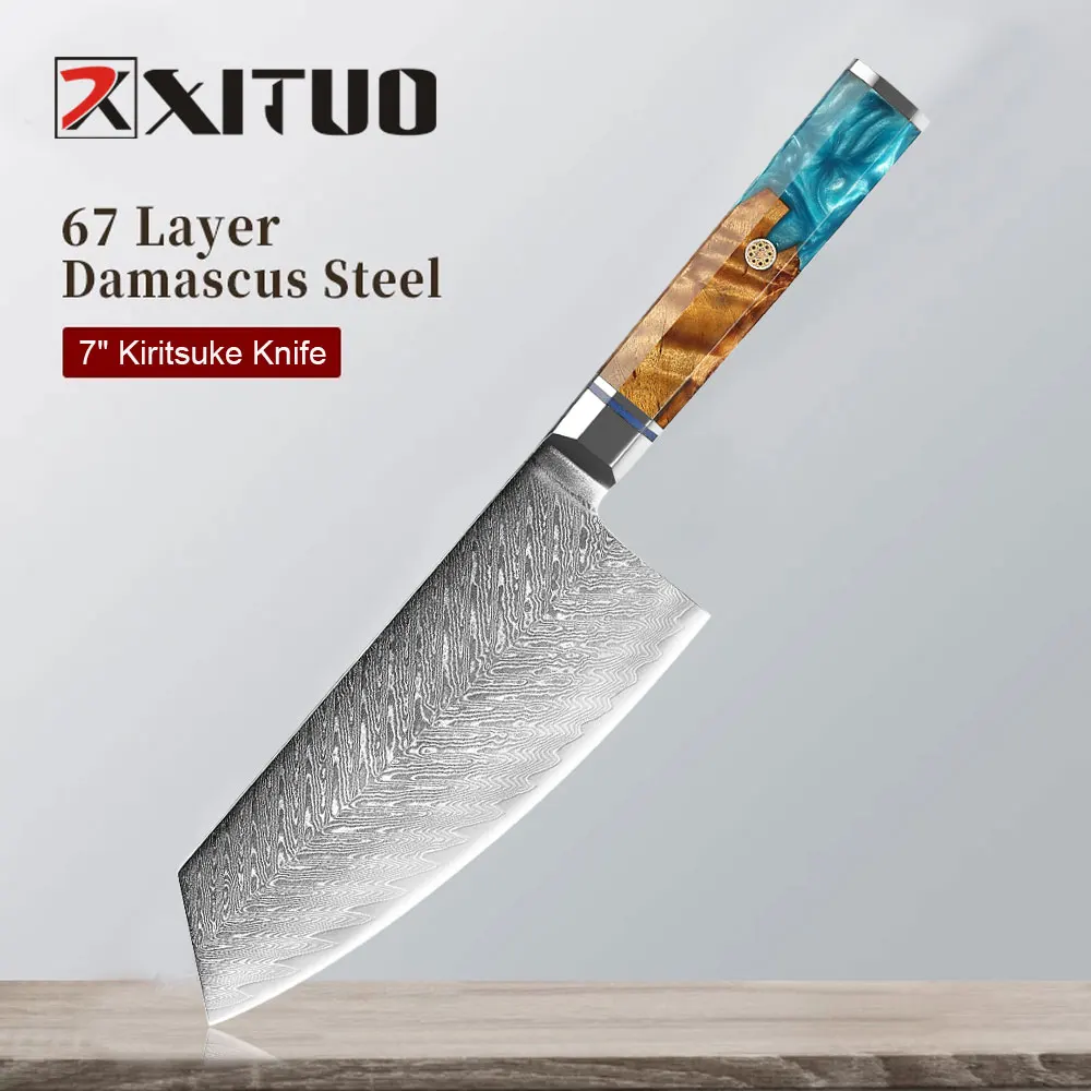 

XITUO Damascus Kitchen Knife Japanese Kiritsuke Knife Vg10 Japanese Damascus Stainless Steel Octagonal Handle Cooking Tools Gift
