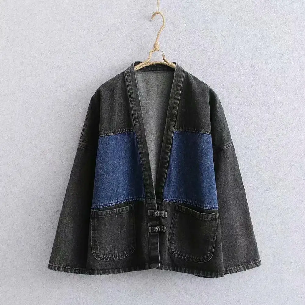 Куртка женская джинсовая с длинным рукавом уличная одежда из денима