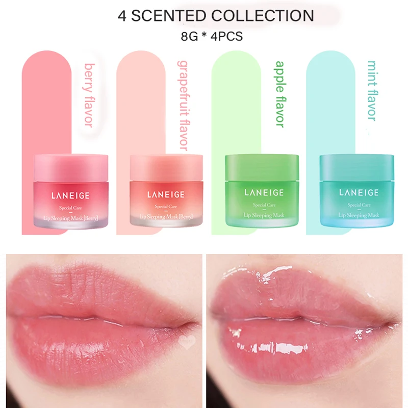 Корейская маска для губ 8 г 4 шт. мини-набор Ароматизированная питательная