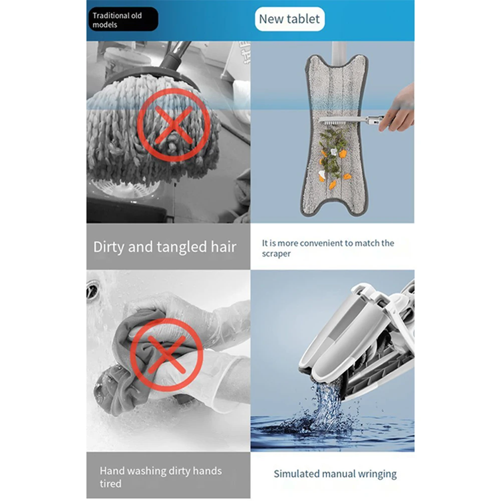 

Dust Mop X-type Microfiber Floor Mop Self Wringing 360 Degree Hand-Free Wash Mop Reusable Pad for Household Floor Cleaning Tools