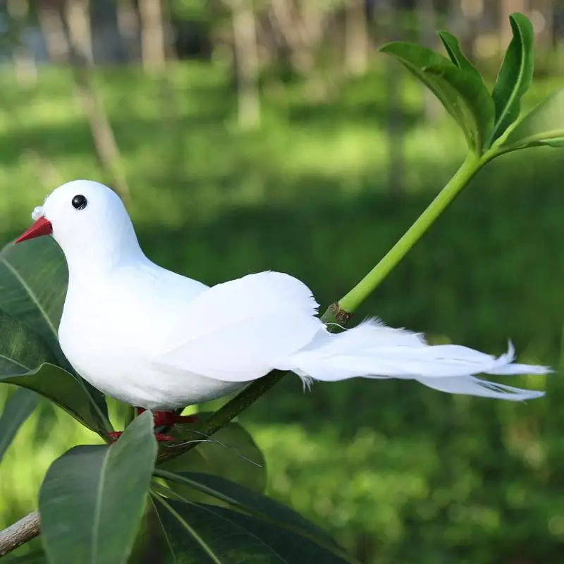 2 шт. белые голуби перья искусственная пена влюбленные мирные птичка для