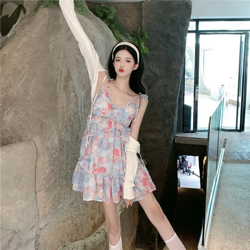 

Real Shot Sweet Floral French Style Temperament Niche Sling