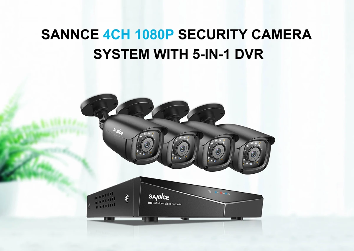 SANNCE 4CH HD 1080P CCTV система 1080P HDMI выход CCTV DVR HD 2.0MP камеры безопасности ИК ночного водонепроницаемый комплект наблюдения