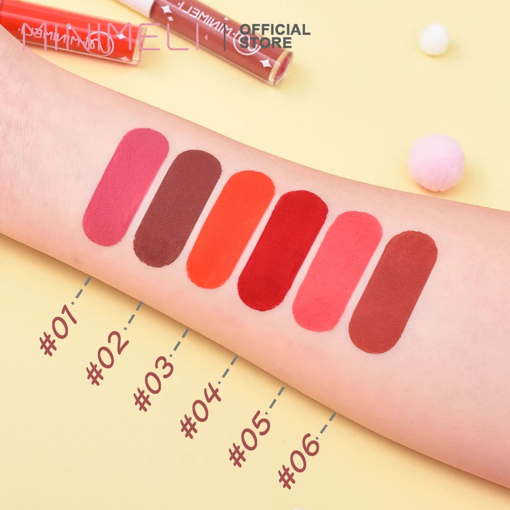 Миниатюрная жидкая помада для макияжа MINIMELI пигментированная Помада губ матовая