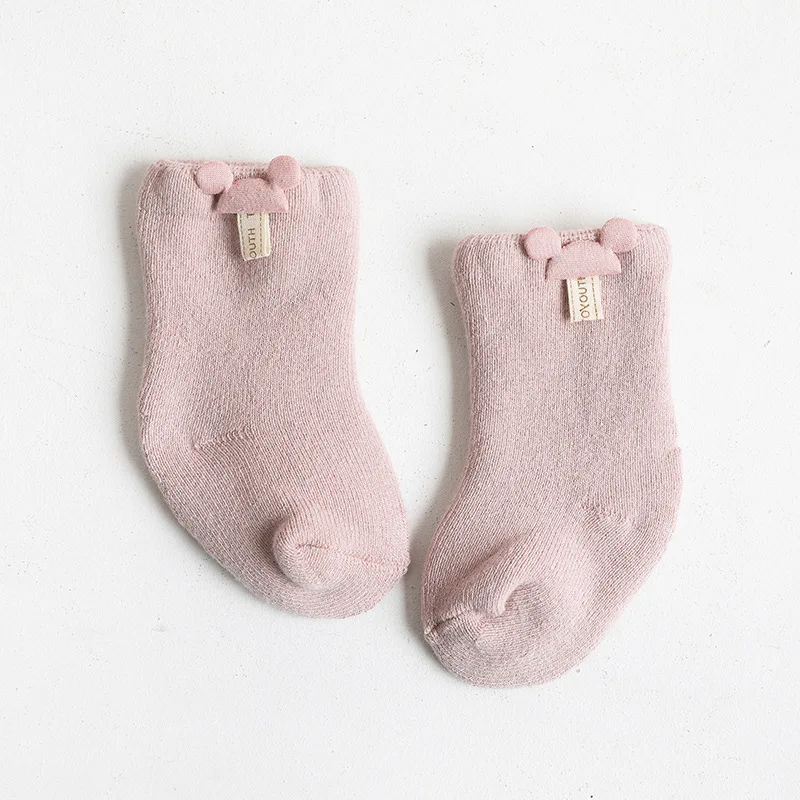 Oto&ntilde;o calcetines de beb&eacute; de invierno 100% de algod&oacute;n grueso c&aacute;lido dise&ntilde;o de rat&oacute;n medias de Color s&oacute;lido para beb&eacute; ni&ntilde;os beb&eacute; reci&eacute;n nacido c&aacute;lido Calcetines-5