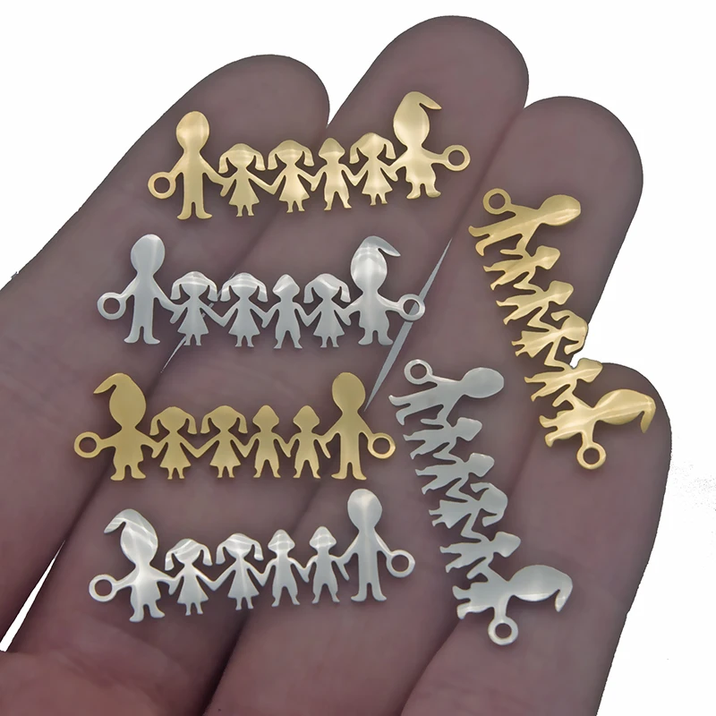 

5pcs/lot Family DIY Charms Wholesale 100% Stainless Steel Dad Mom Boy Connectors Charm Girl 4 Sisters Brothers Jewelry Pendant