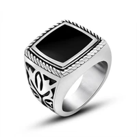 megin d vintage punk simple epoxy carved pattern titanium steel rings for men women couple friend fashion design gift jewelry
