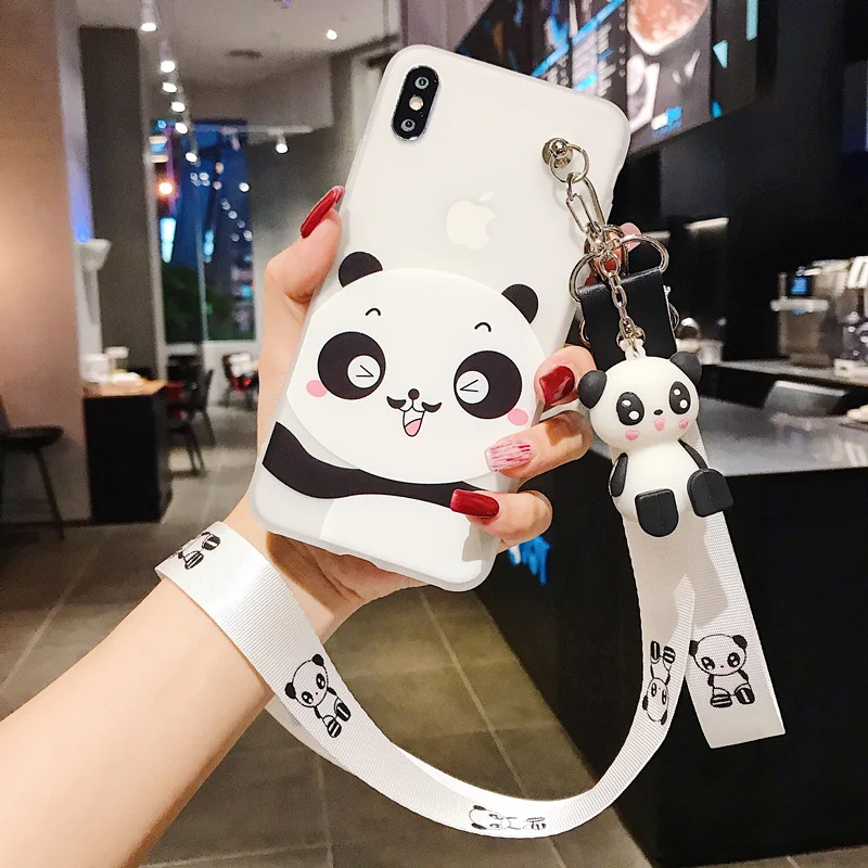 Забавный мультяшный чехол для телефона с пандой для iphone X XS чехол для MAX XR для iphone 7 6s 8 plus милый чехол кукла подставка поддержка мягкий чехол s Capa