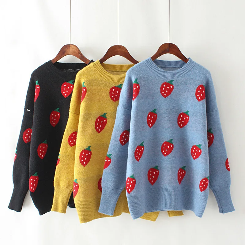 

Autumn and winter new strawberry pullover sweater thick coat sweater women