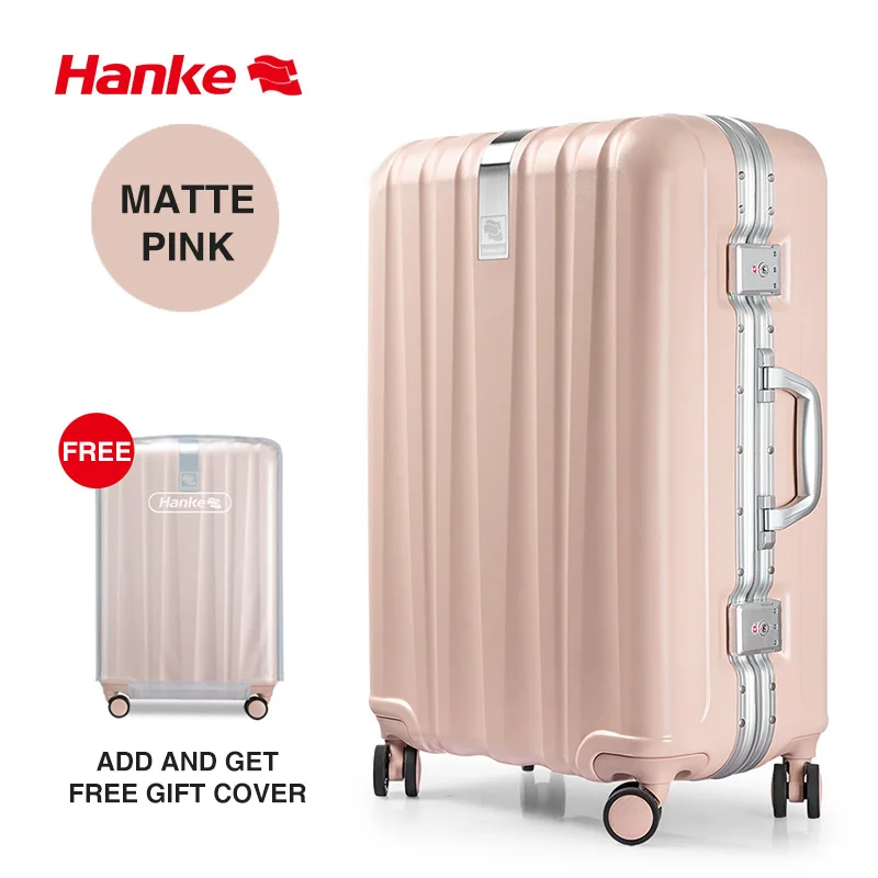 Matte Pink Брендовый дизайнерский чехол для костюма, рама из алюминиевого сплава, чемодан для путешествий, чехол на колесиках, жесткий корпус из поликарбоната, вращающиеся колеса, замок TSA H9822 - Color: Matte Pink