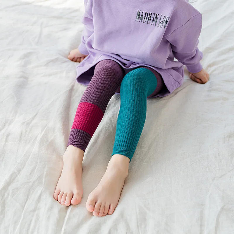 Весенние новые детские колготки корейские леггинсы для девочек 1 7 лет с двойными
