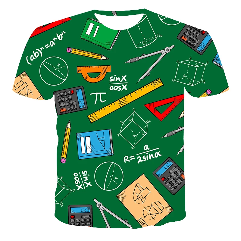 

Novelty Math Element Print Tshirt Funny Student Short Sleeves Boys/Girls Street Casual Loose Summer Top