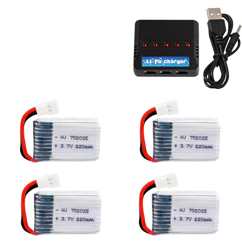 3,7 V 220mAh Lipo аккумулятор и зарядное устройство для 3,7 v аккумуляторная батарея для X4 X11 X13 RC Дрон Квадрокоптер запасные части 702025 - Цвет: Red