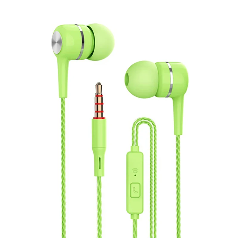 Green VPB S12 спортивные наушники,, проводные, супер бас, 3,5 мм, трещины, красочные, гарнитура, вкладыши с микрофоном, свободные руки для samsung - Цвет: Green