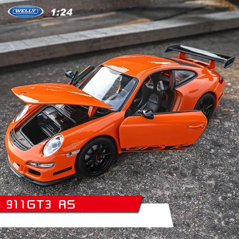 911 GT3 RS Welly 1:24 Porsche 918 модель автомобиля из сплава Модель автомобиля украшение автомобиля коллекция Подарочная игрушка Литье под давлением модель игрушка для мальчиков - Цвет: 911 GT3 RS