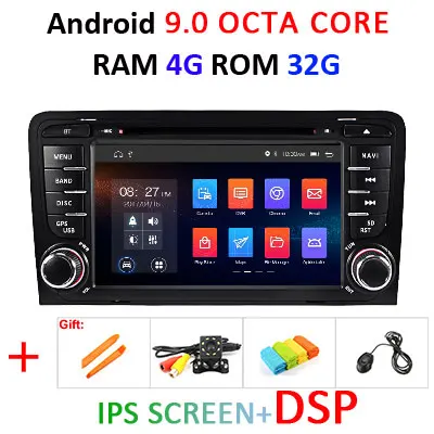 Ips DSP для Audi A3 S3 2002-2013 4G ram 64G 8 core 2 din Android 9,0 автомобильный радио мультимедиа dvd-плеер gps навигация obd2 dvr DAB - Цвет: 4G 32G IPS DSP