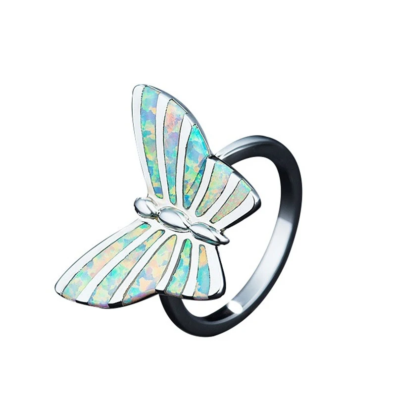 Женское Винтажное кольцо с имитацией огненного опала и бабочкой | Украшения