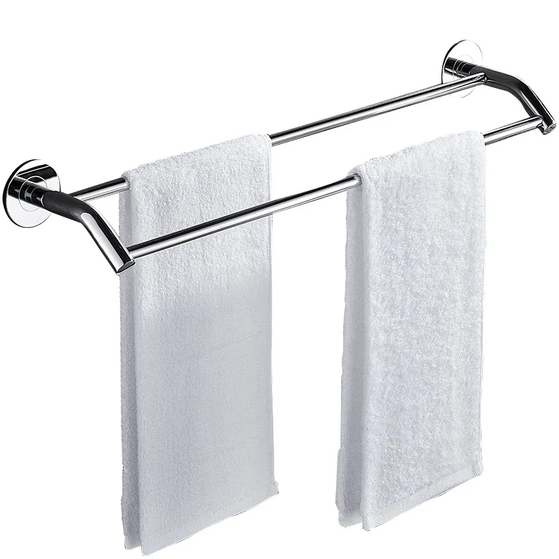

Punch-free towel rack 304 stainless steel bathroom pendant bathroom hanging rack nail-free single rod double towel bar