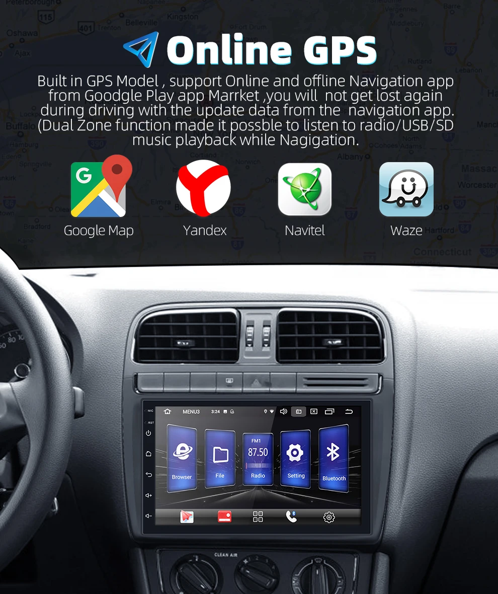 2 Din автомобильное радио Android 9,0 2G+ 16G универсальная gps-навигация Bluetooth Сенсорный экран Wifi DSP автомобильный аудио стерео FM USB ips DSP mp5