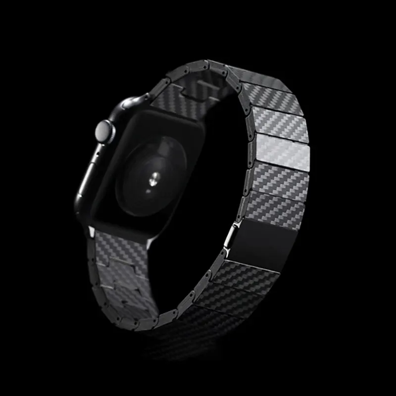 Ремешок из углеродного волокна для Apple Watch 7 SE 6 5 4 3 Модный легкий звеньевой браслет