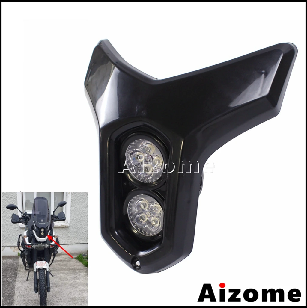 

Universal Motorcycle Headlamp Dirt Bike Streetfighter Motocross Dual LED Headlight Fairing For Honda Kawasaki Yamaha Suzuki KTM