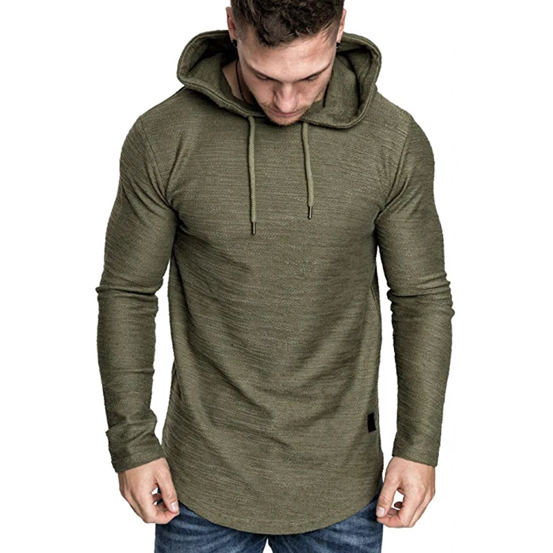 

New men's pure color casual sports men's fashion slim hooded spring and autumn winter shirt men's long-sleeved M-3XL