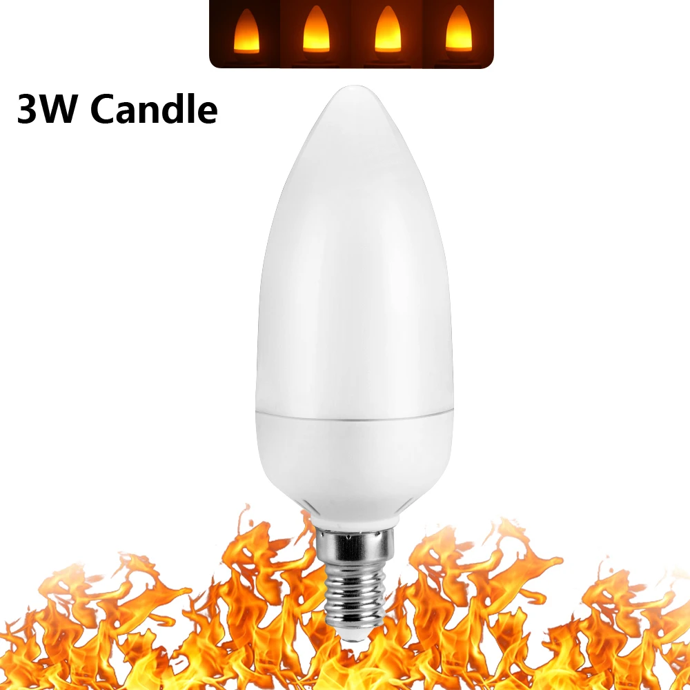 3W Candle Светодиодный светильник с эффектом пламени, лампа с гравитационным эффектом, E27, E26, E14, E12, светодиодный светильник с эффектом пламени, 3D, динамический светильник, лампа 3W, 5 Вт, 7 Вт, 9 Вт, лампада - Испускаемый цвет: 3W Candle