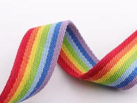 rainbow striped webbing ribbon 38mm cotton handbag webbing strap fabric bag strap ribbon belt strap tote luggage strap