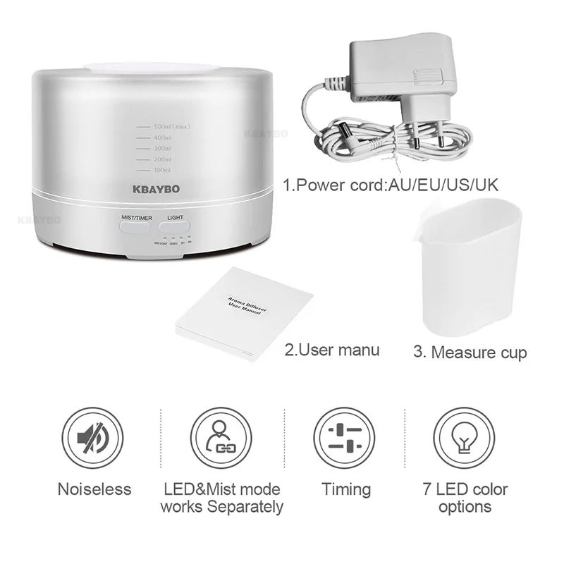 

500ml Ultrasonic Air Aroma Humidifier With 7 Color LED Lights Change and Connect Bluetooth Play music Electric Aroma Diffuser