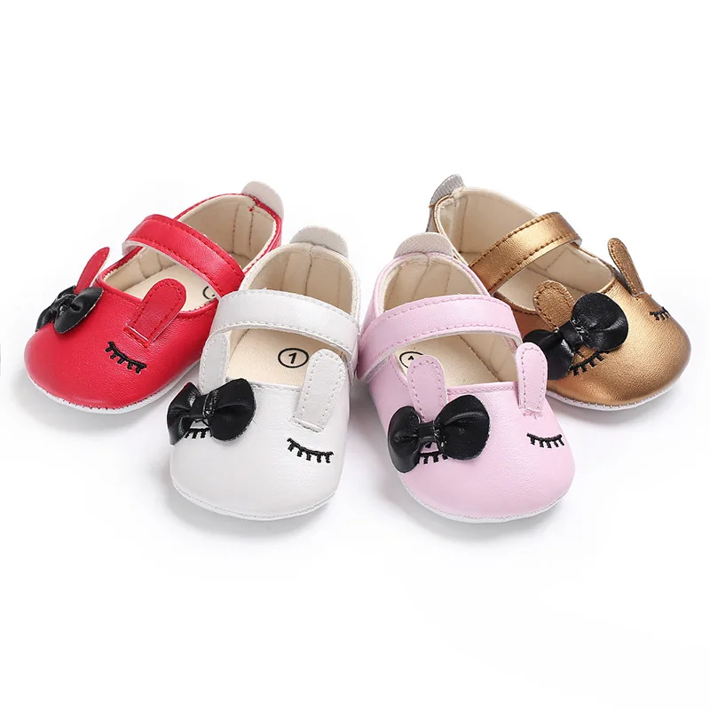

Newborn baby girl eyelash totem bow soft bottom PU baby shoes