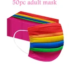 Маска для лица одноразовая для мужчин и женщин, маска 3-слойная с фильтром в виде радуги для косплея и гигиены на Хэллоуин, 50 шт.