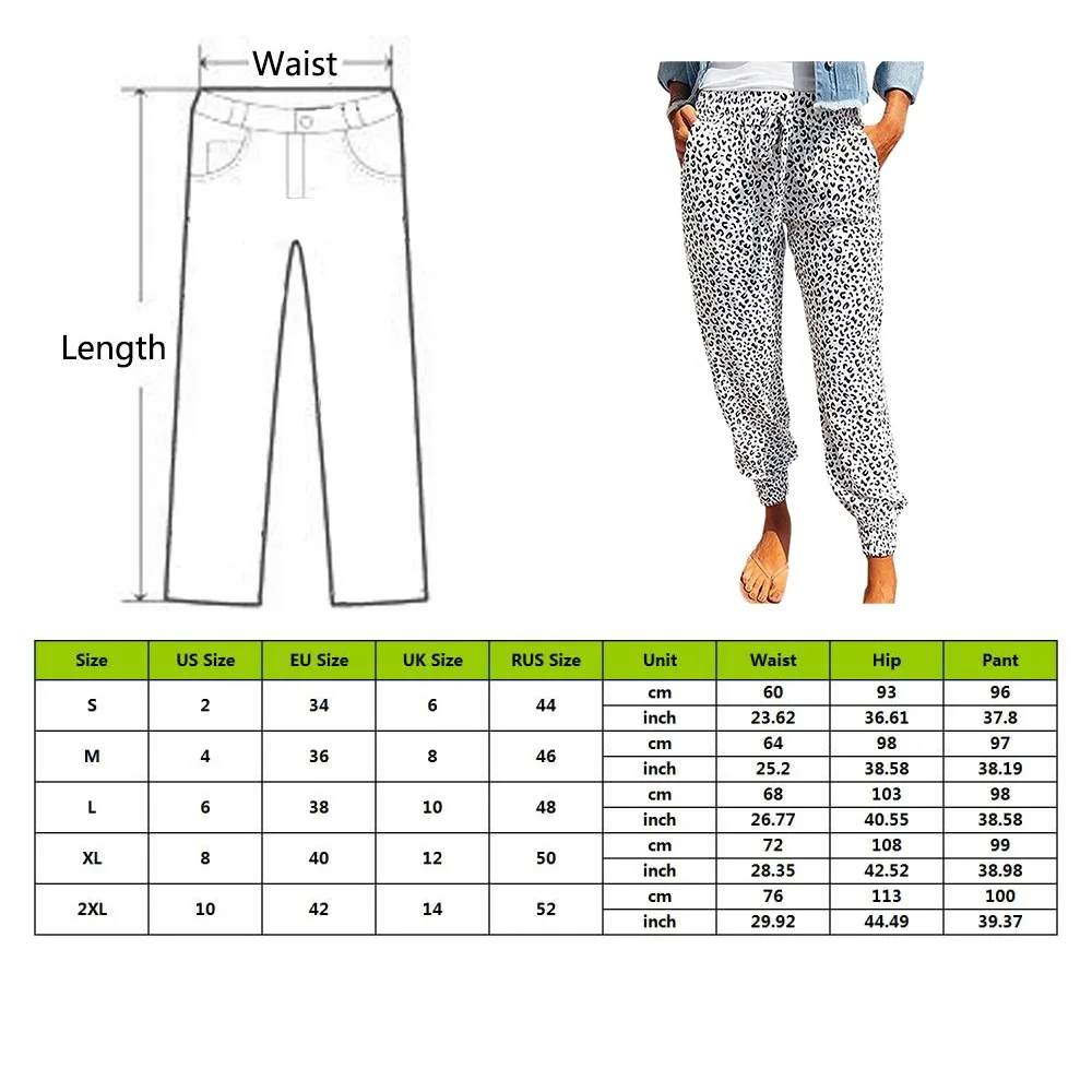 

Women Harem Pants Leopard Print Long Trousers Summer Loose Pants Pockets High Waist Casual Pants for Women Harajuku Joggers