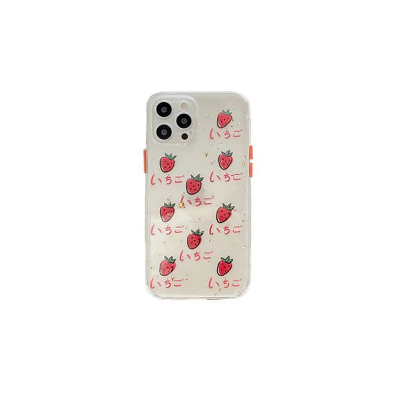 

Transparent strawberry phone case is suitable for iPhone11 12Pro Max mini X XR XS XSMax 8 7PluS anti-drop protective back cover