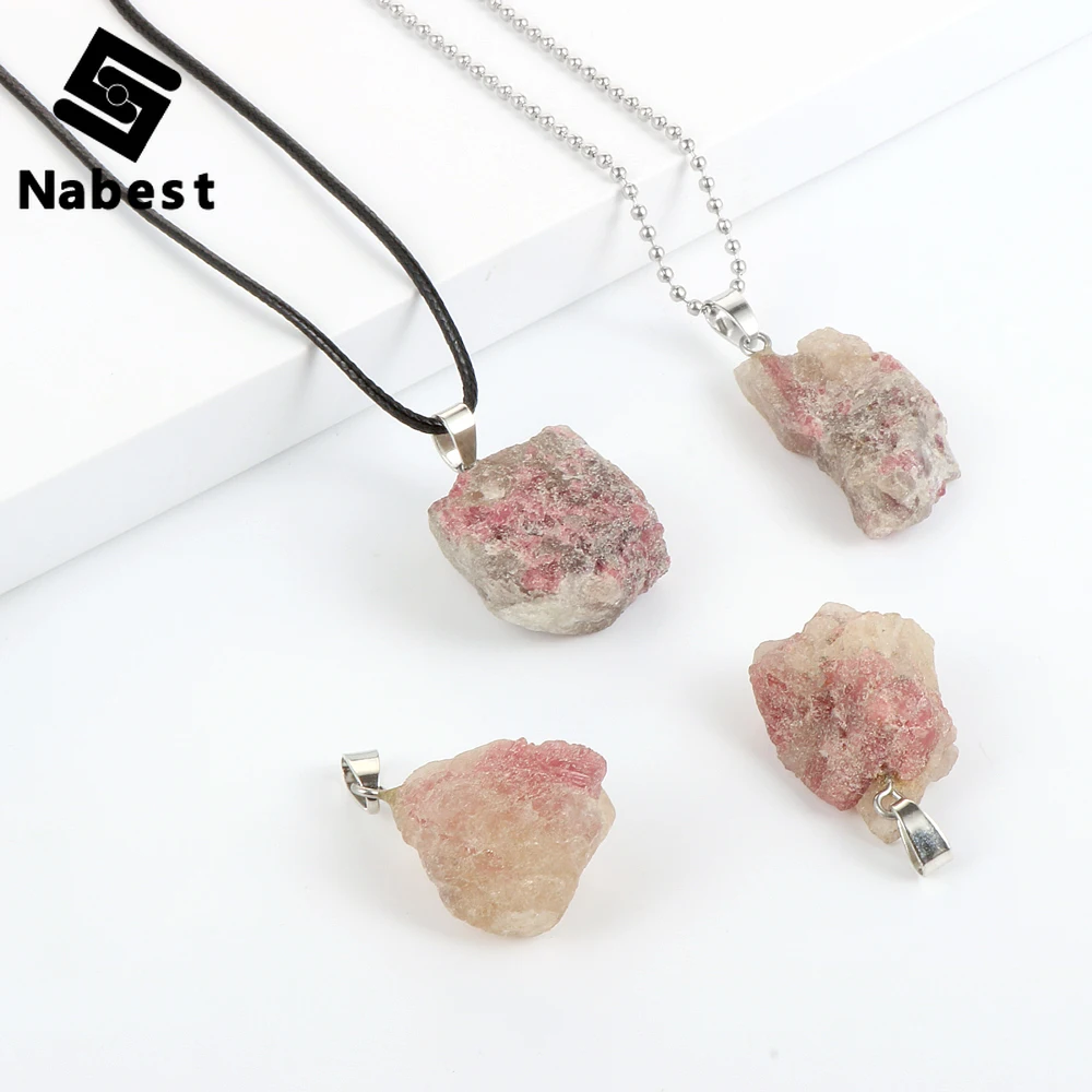 Женское и мужское ожерелье с натуральным турмалиновым неровным кулоном