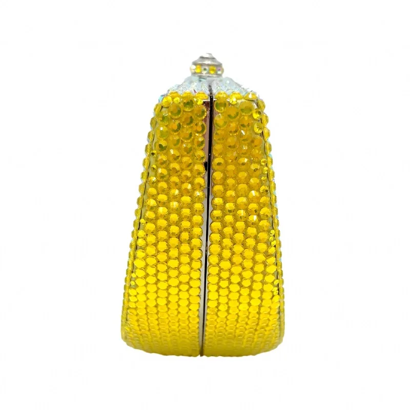 

High-end lemon shape diamond-studded dinner party simple fashion clutch foreign trade banquet fashion bag flat diamond hard box