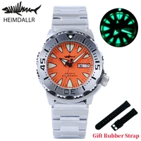 heimdallr mens automatic watch orange sharkey mechanical watches sapphire crystal 200m waterproof nh36a movement diver watch men