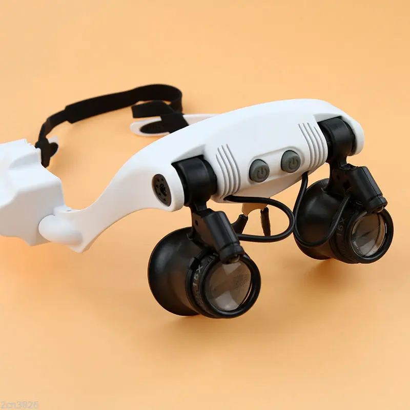 Бинокулярная Лупа со светодиодной подсветкой увеличительное стекло для часов